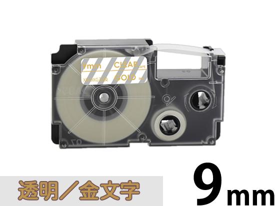 【9mm 透明/ゴールド文字】透明タイプ Casio ネームランド 用 互換テープカートリッジ / XR-9XG