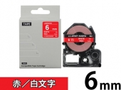 【6mm 赤/白文字】強粘着ラベル キングジム テプラ PRO 用 互換テープカートリッジ /SD6RW
