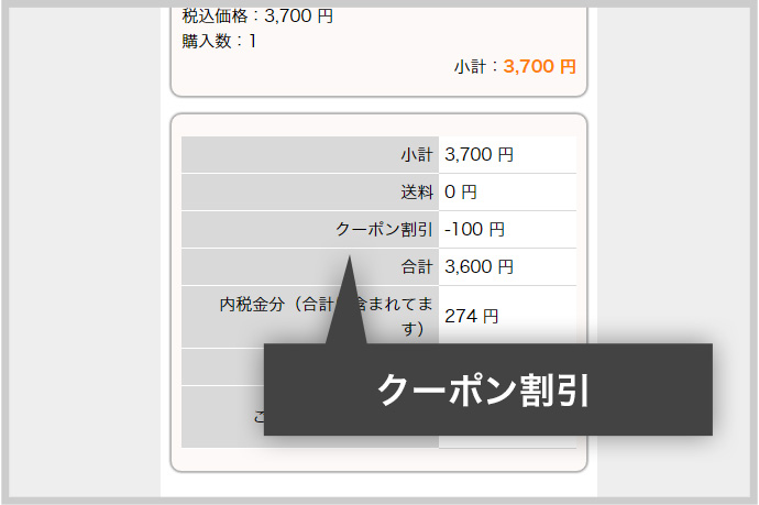 クーポン割引を確認